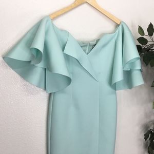 ASOS Aqua V Cut Large Ruffle Sleeve Pencil Dress